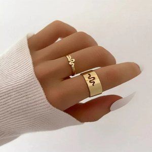 COMBO OF 2 GOLD PLATED SNAKE AND BUTTERFLY COUPLE RING 4 PCS